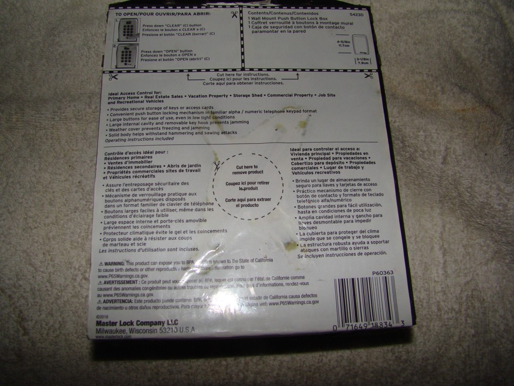 NEW Master Lock Safe Space Combination Push Button Wall Mount Lock Box