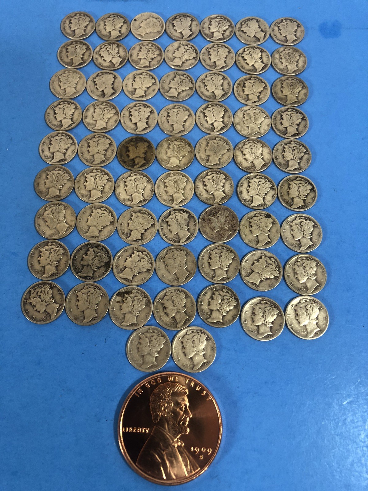 65 SILVER MERCURY DIMES MIXED DATES  20’s 30’s 40’s Constitutional Coins + Bonus