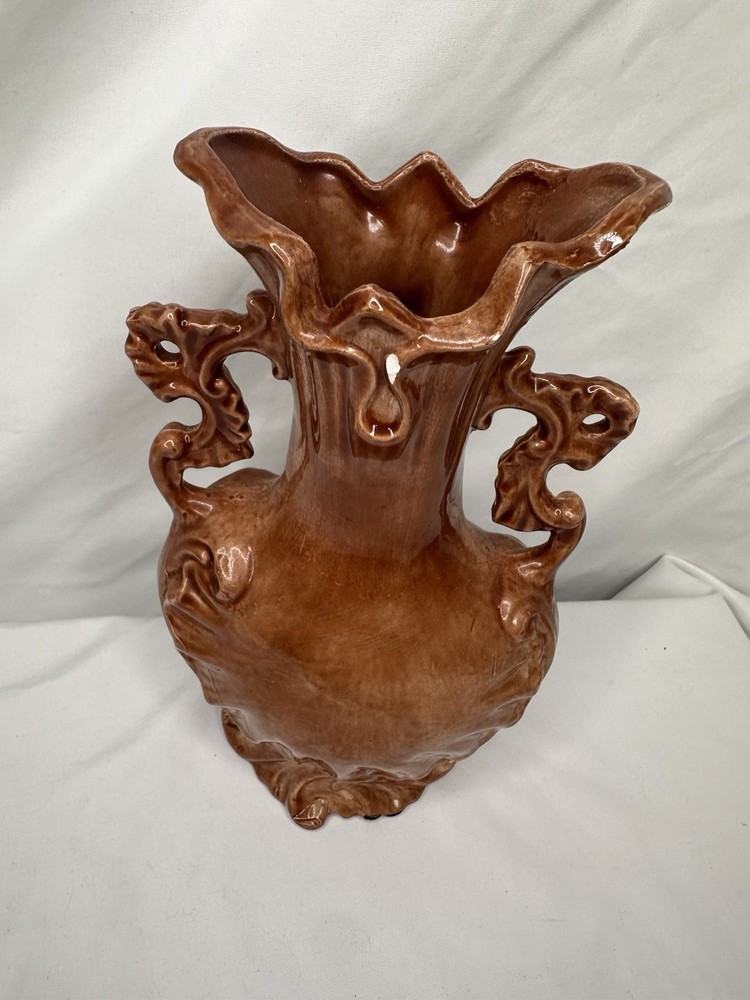 Porcelain Scroll Handles Vase Read Description