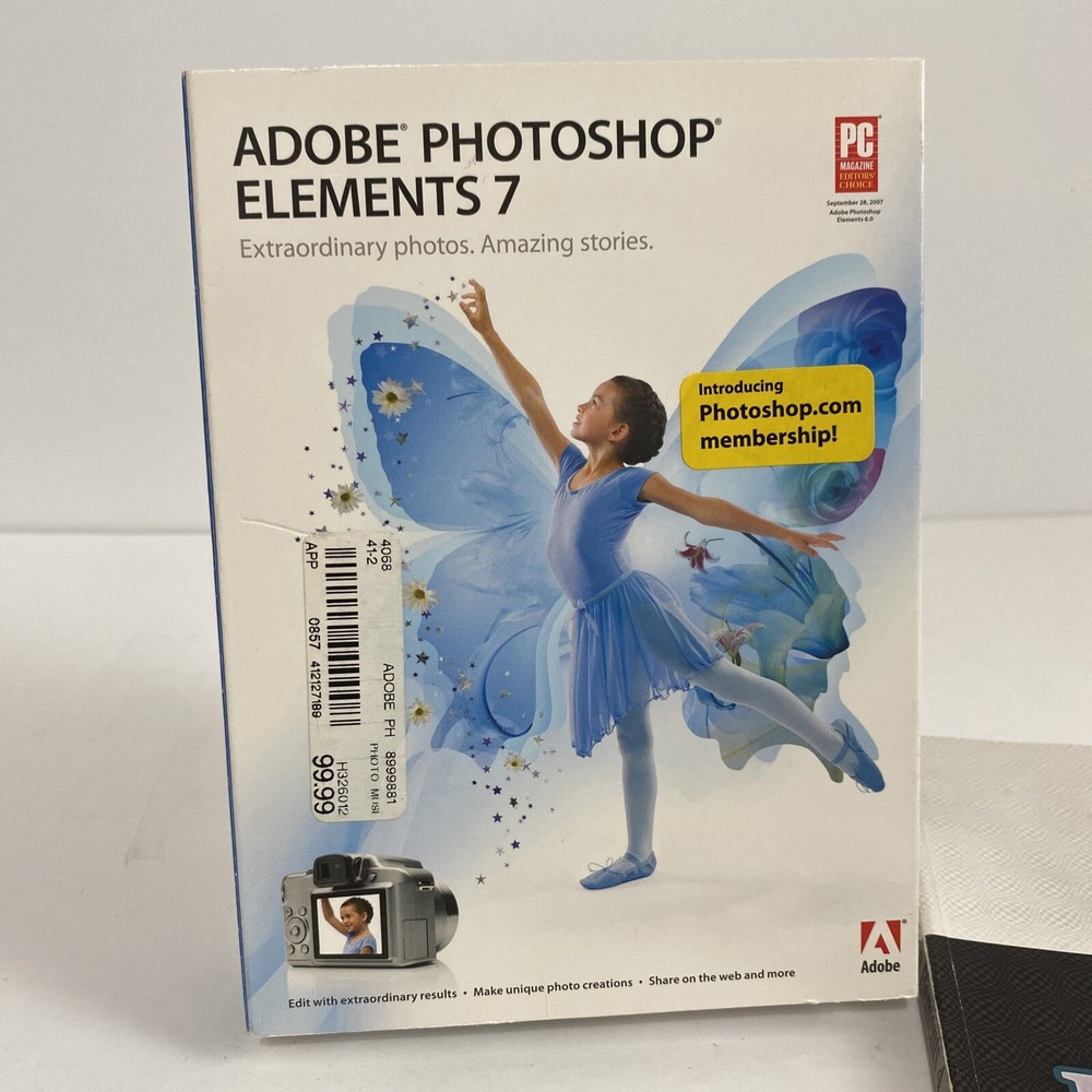 Adobe Photoshop Elements 7 Software Edit Enhance Create Share For PC With BOOK!