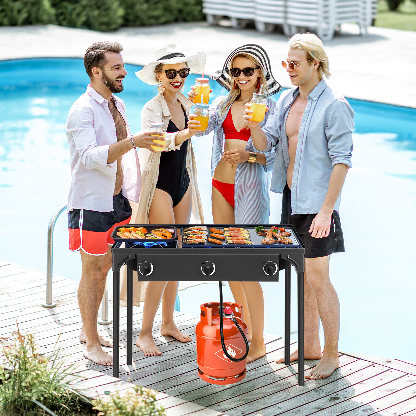 Zokop Propane 7.5W-22.5 BTU 3 Size Gas Burners Outdoor Cooker Stove BBQ Grill US