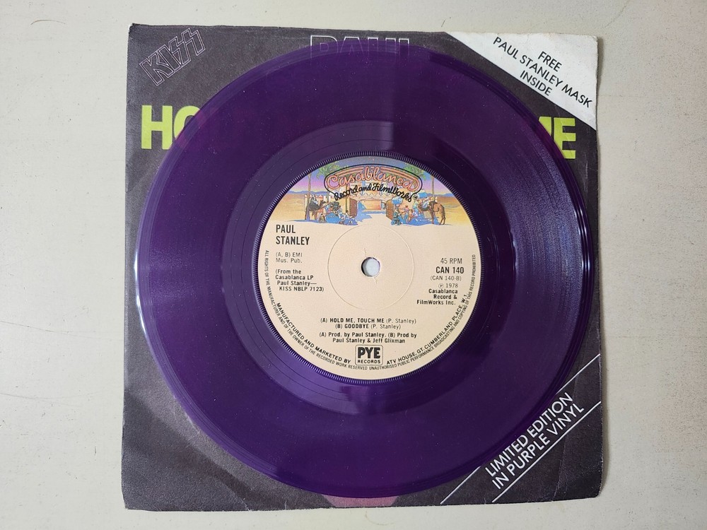 KISS RARE Vintage Canada Paul Stanley Hold Me Purple Vinyl 45 NO MASK CAN 140 VG