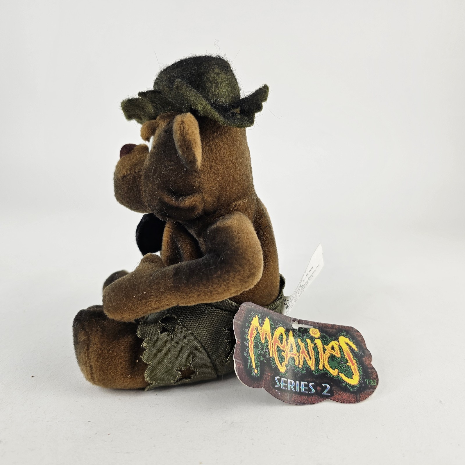 Vintage 1998 Meanies Series 2 Burny The Bear Burnt Fire Plush W/ Tag