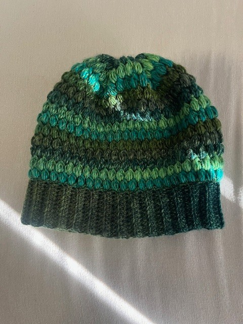 Handmade Crocheted Beanie Green / Multicolor