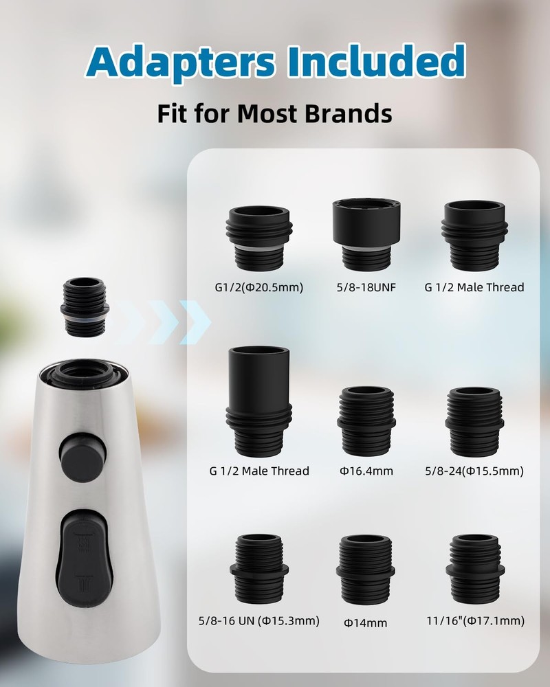 Universal Kitchen Faucet Head Replacement with 15 Adapter Kit Compatible with...