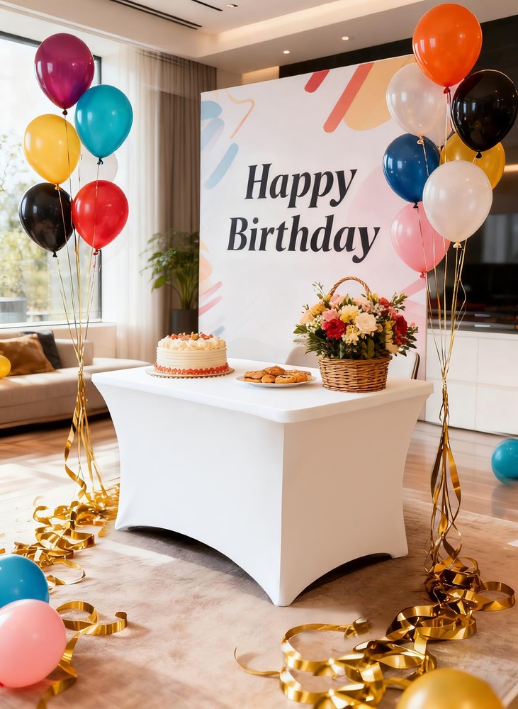 4FT White Table Cloth - 1 Pack, Fitted Stretch Rectangle Spandex Tablecloth, ...