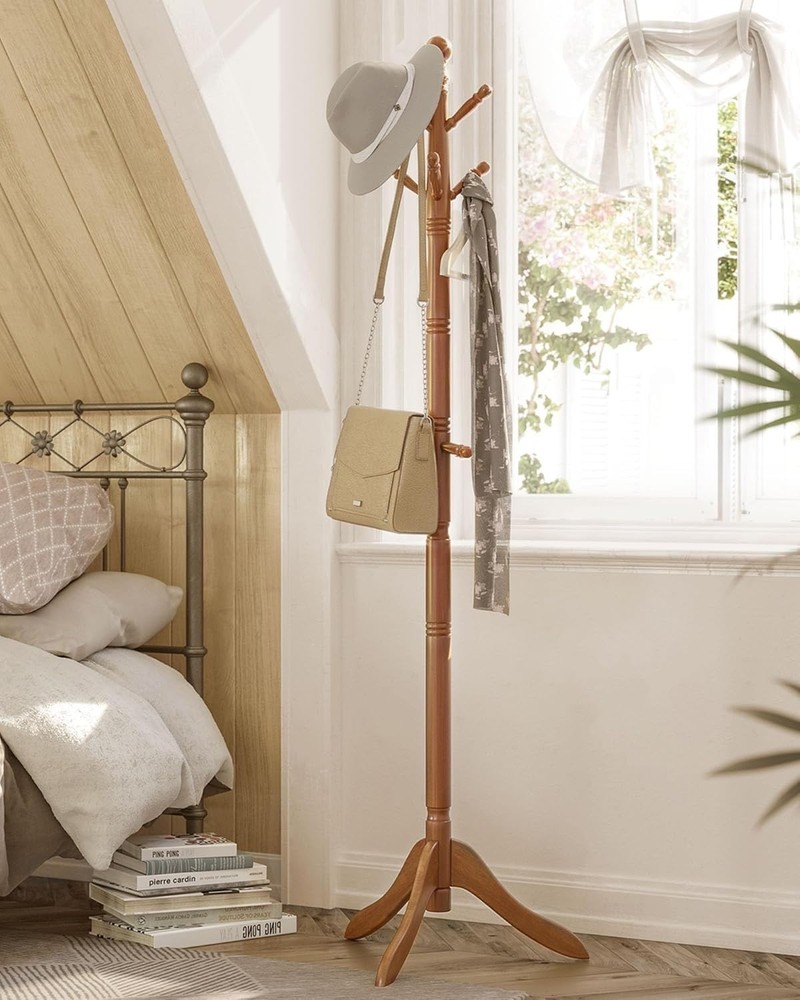 Sturdy Free Standing Coat Tree with 10 Hooks - Easy Assembly & Timeless Style