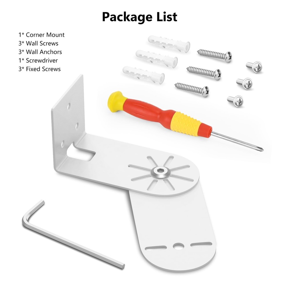 Adjustable Corner Mount Bracket Compatible with Eufy Security 1 Pack, White