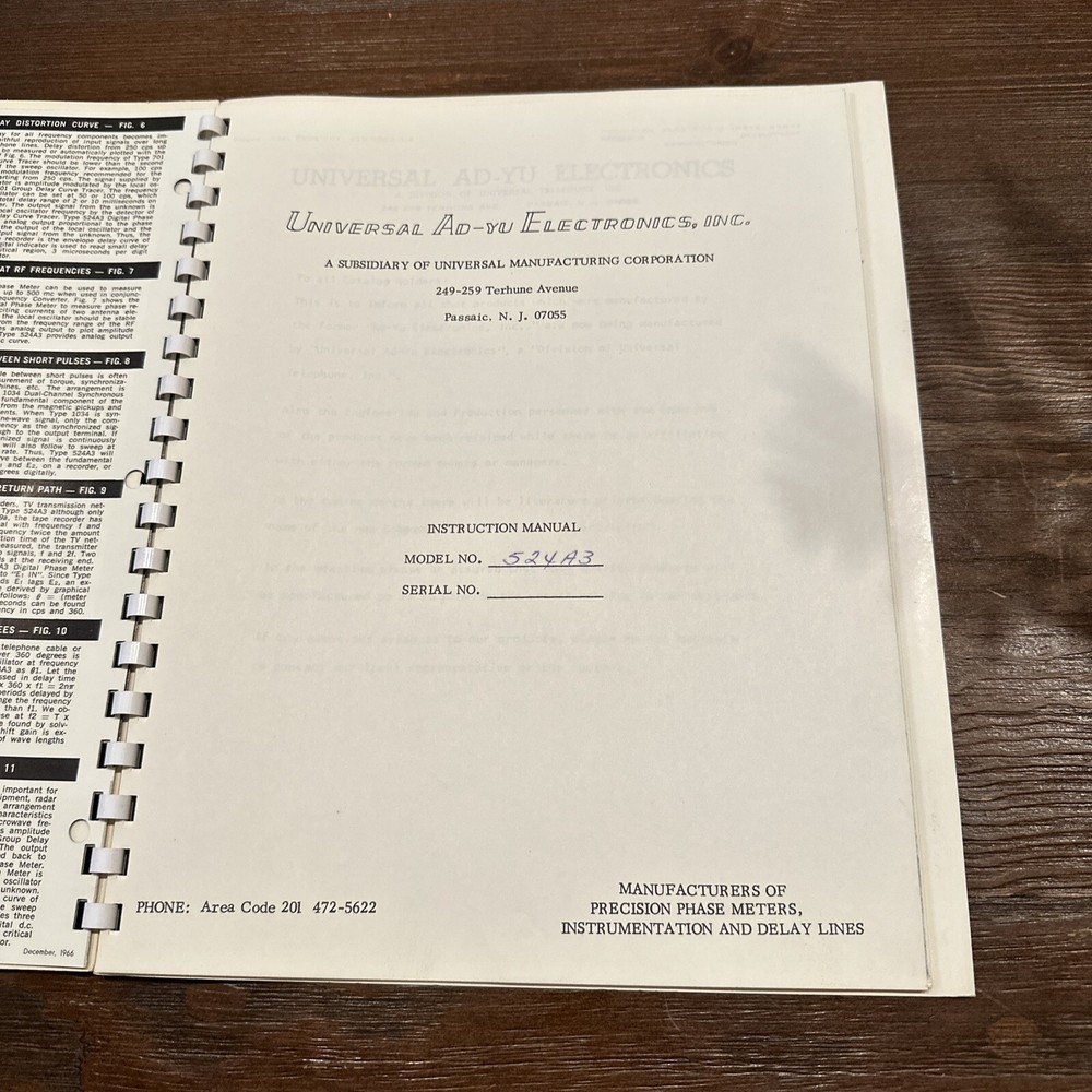 AD-YU Electronics Type 524A3 Digital Phase Meter Manual