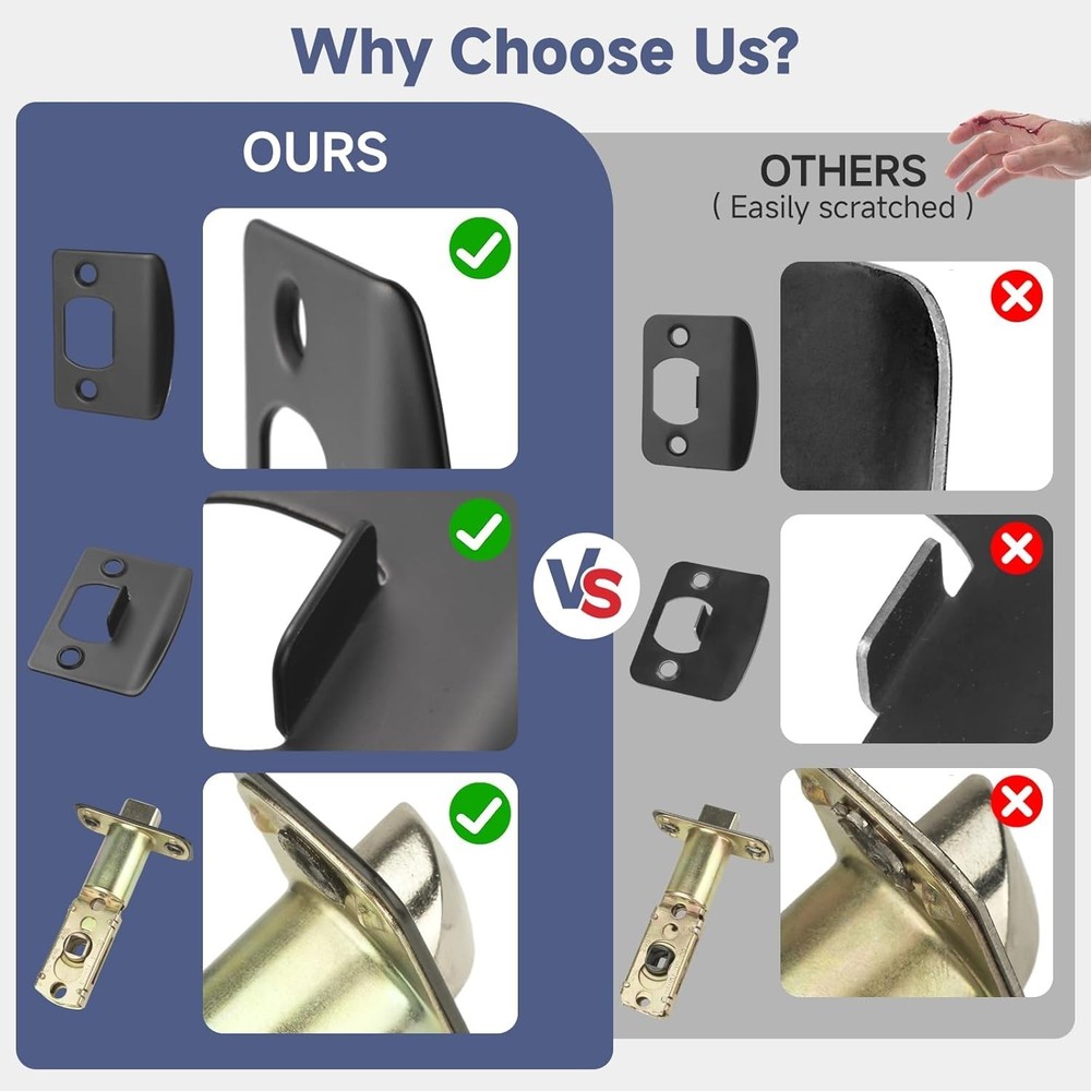 5 Pack Matte Black Door Handles Interior Door Knobs, Home Improvement Keyless...