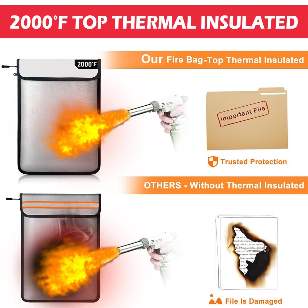 Fireproof Document Bag Safe Cash Money Pouch Waterproof Envelope Folder Storage