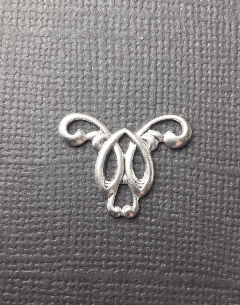 26244 - 2 Pc Victorian Simple Jewelry Connector Finding Silver Oxidized
