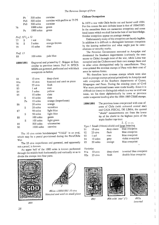 THE REVENUE STAMPS OF PERU Catalogue Scarce, 100 Page PDF