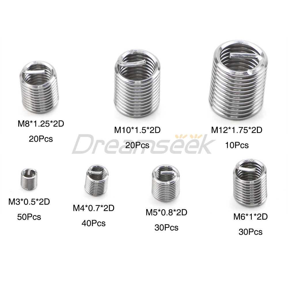 200Pcs Helicoil Thread Insert Assortment 7 Size Threaded Inserts Stainless Steel