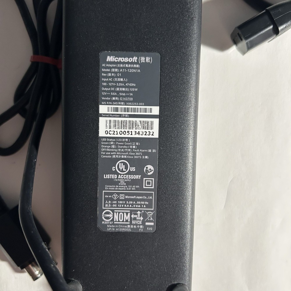 OEM Xbox 360 S AC Adapter, Kinect Sensor Bar, Controller, Nyko Battery, Cable