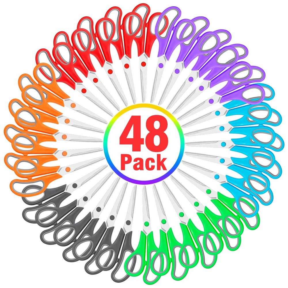 48 Pack Scissors Bulk, 8 Inch Sharp Scissors All Purpose for Office School Cl...
