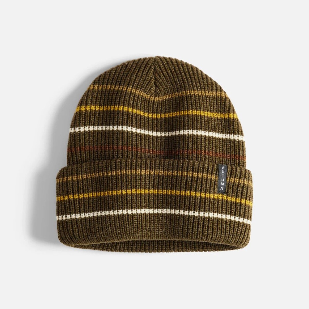 Autumn Multi Stripe Beanie Hat, Army