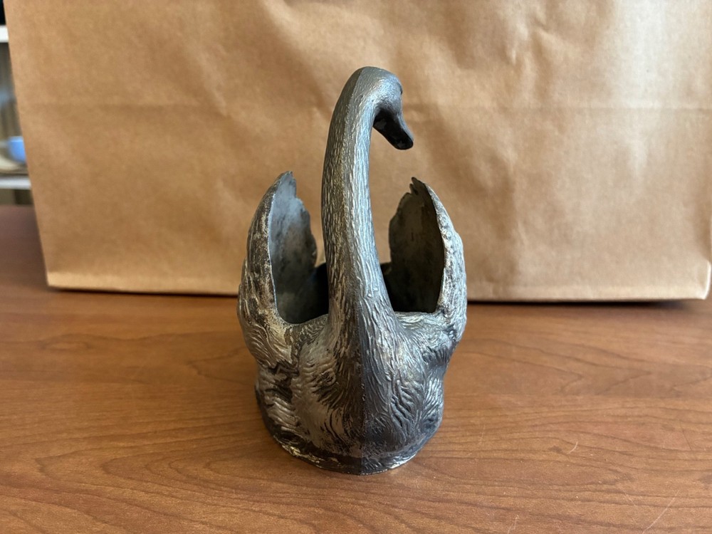 Silver Plated Swan Napkin Holder Trinket Dish Vintage Elegant