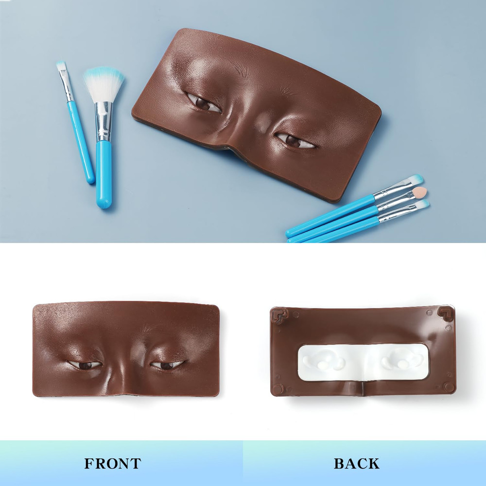 Makeup Practice Face Board, 3D Reusable Silicone Make up Mannequin Face with 5PC