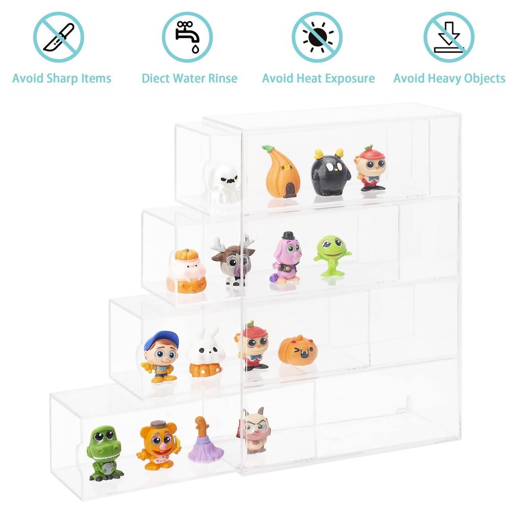 Clear Display Case 4 Layer Mini Action Storage Box Cabinet Organizer for Mini...