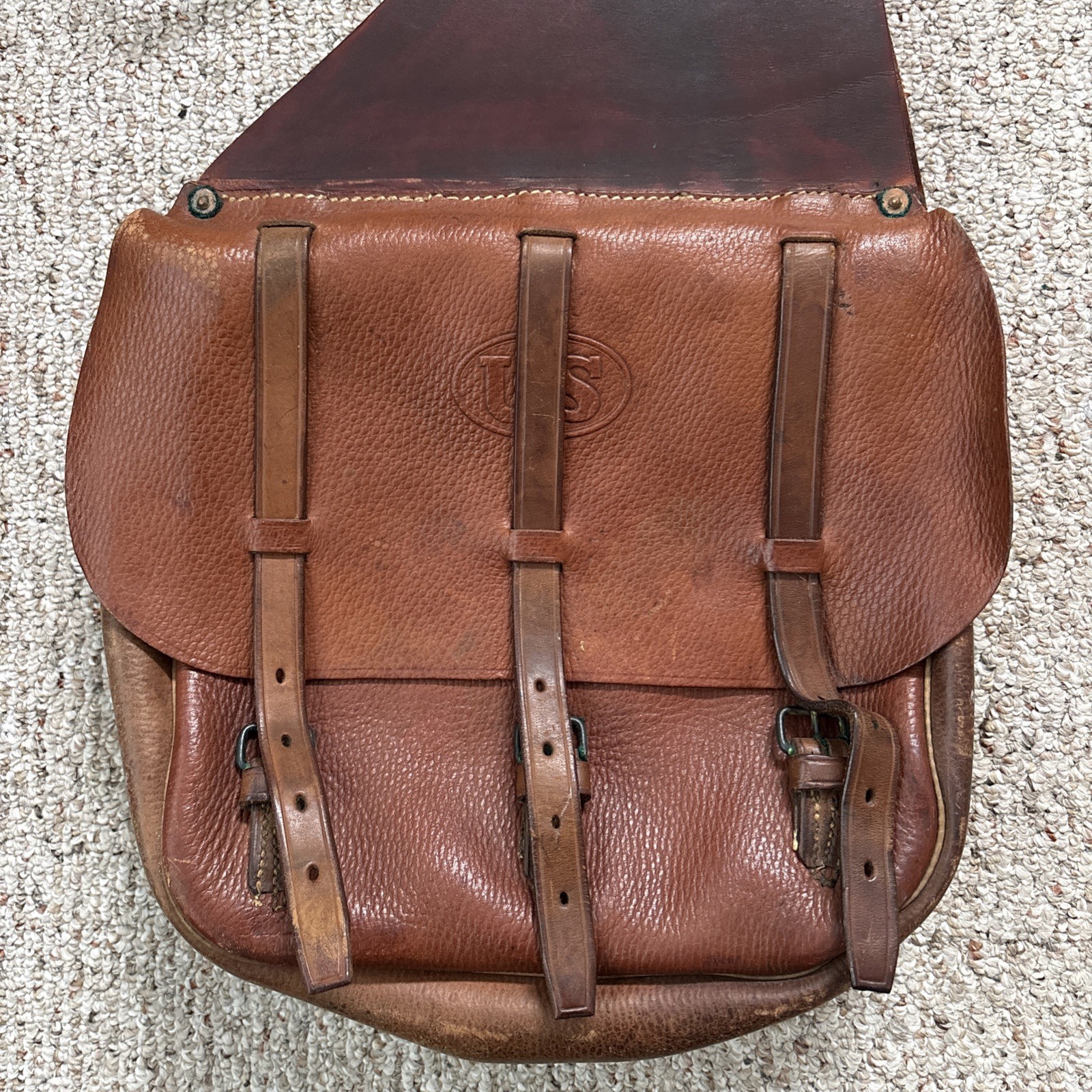US Cavalry Saddle Bags WWI Antique Leather US Military Saddle Bags Army