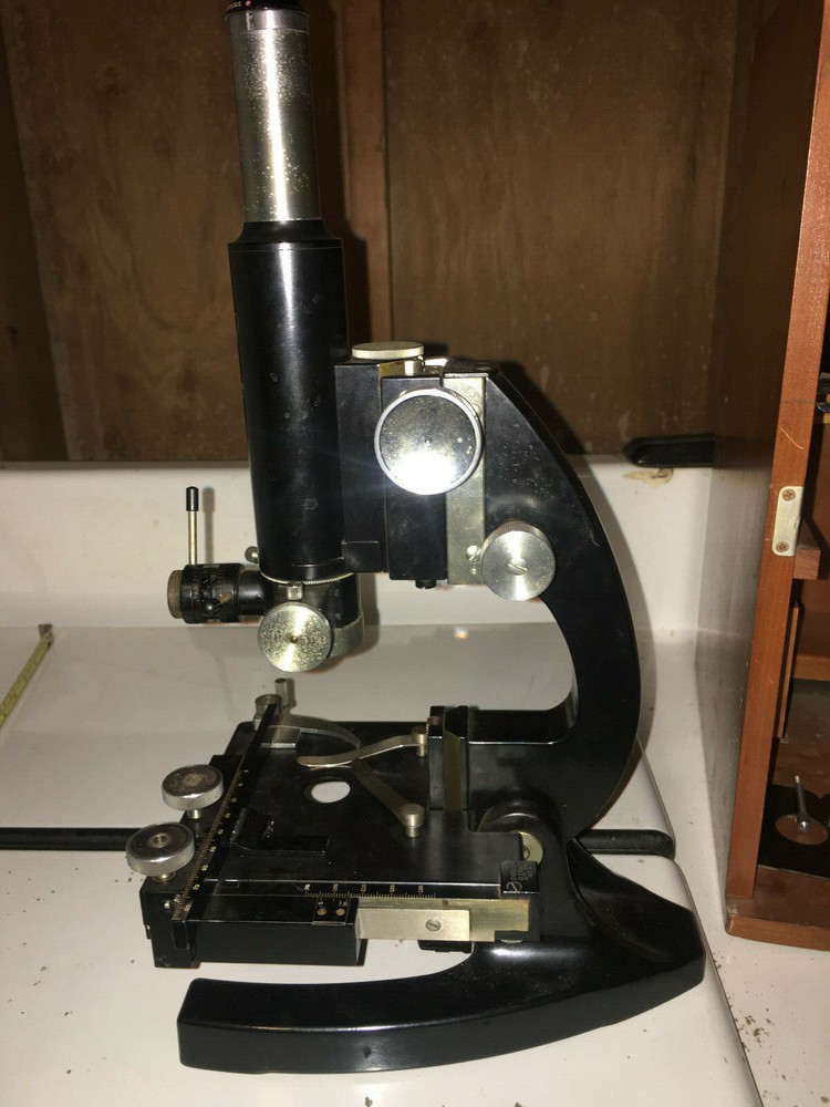 Vintage Bausch & Lomb Microscope w/ Wood Case