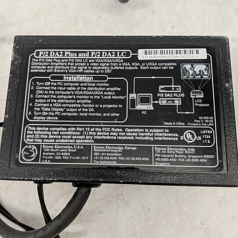 Extron Versa Tools P/2 DA2 Plus VGA/SVGA Distribution Amplifier