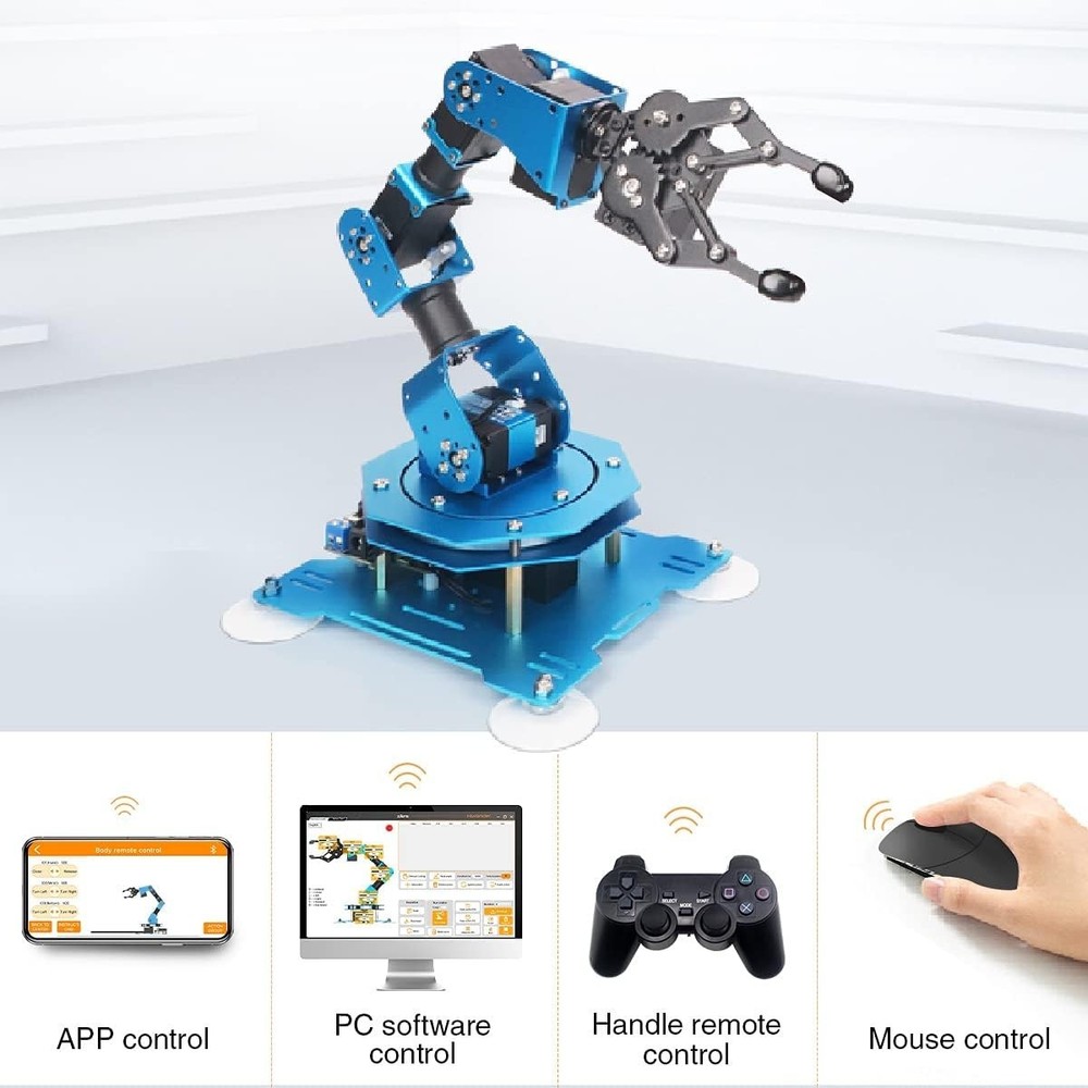 Interactive 6-Axis Robotic Arm for STEM Learning, Remote-Control and Programming