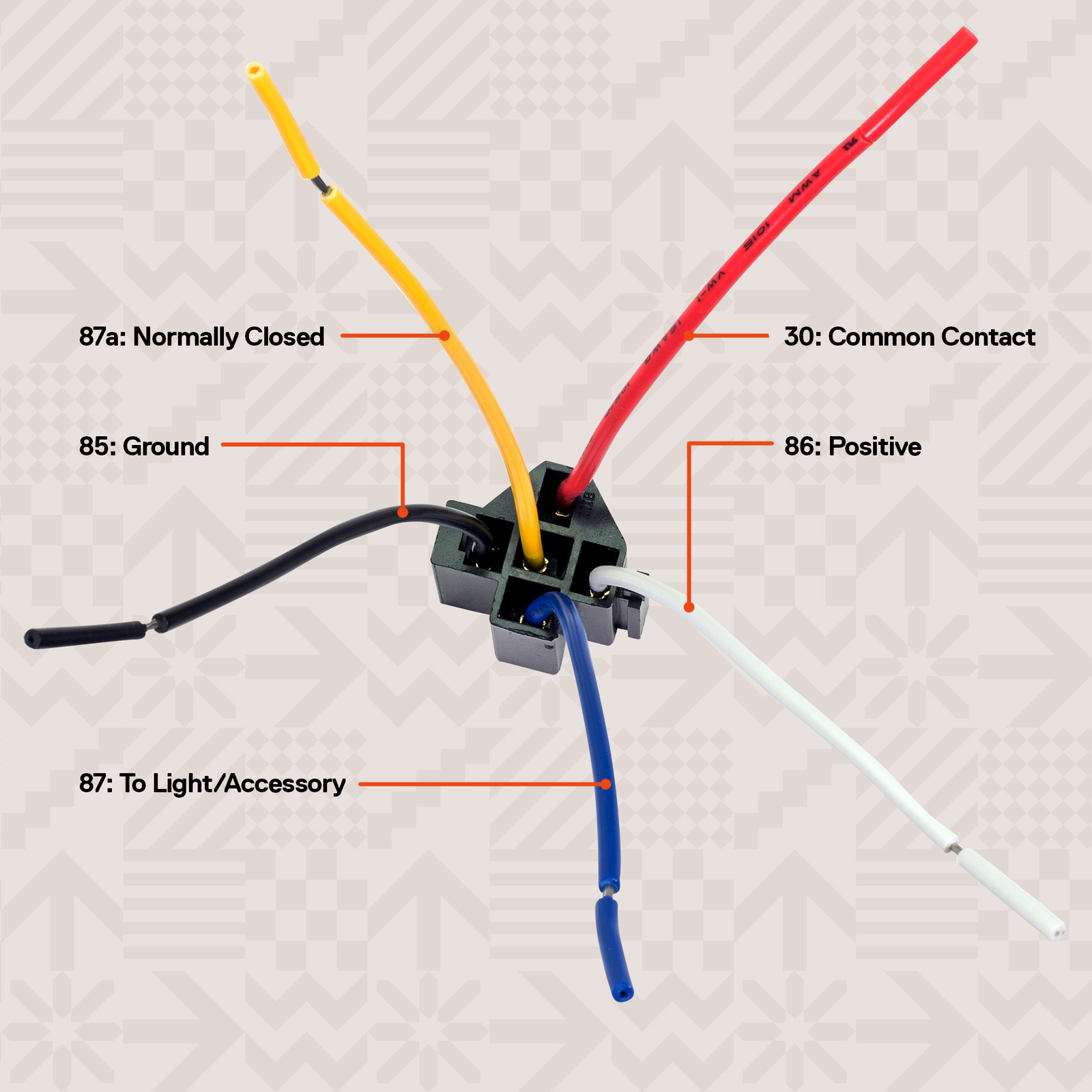 6 Pack 5-Pin 12V 30/40A Automotive Bosch Style Relay Kit w/ Interlocking Sockets