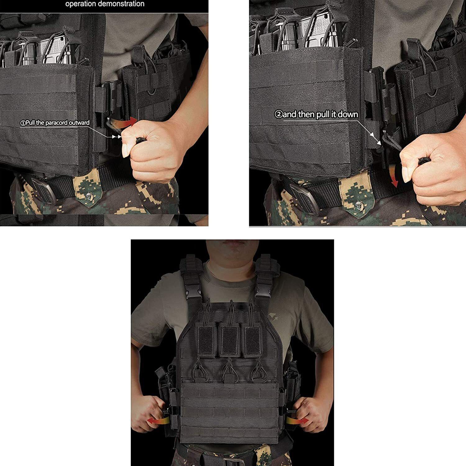 Urban Assault Black Storm Tactical Vest Plate Carrier W/ Level III Armor Plates