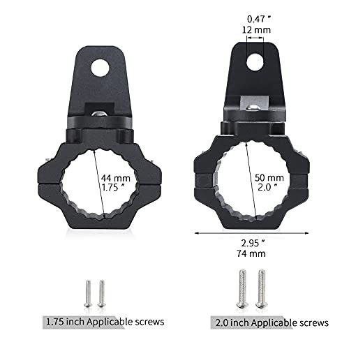 UTV Whip Light Mount & Light Bar Bracket - Heavy Duty 1.75"- 2" 2 pcs Black