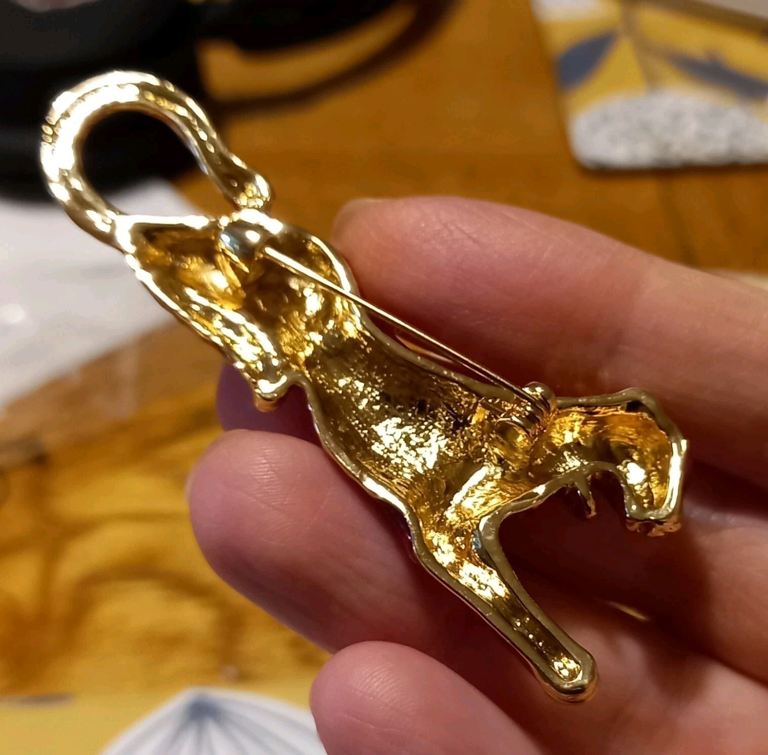 Leopard Cheetah BROOCH ART DECO STYLE Enamel LOVELY Glam Stunning VINTAGE STYLE