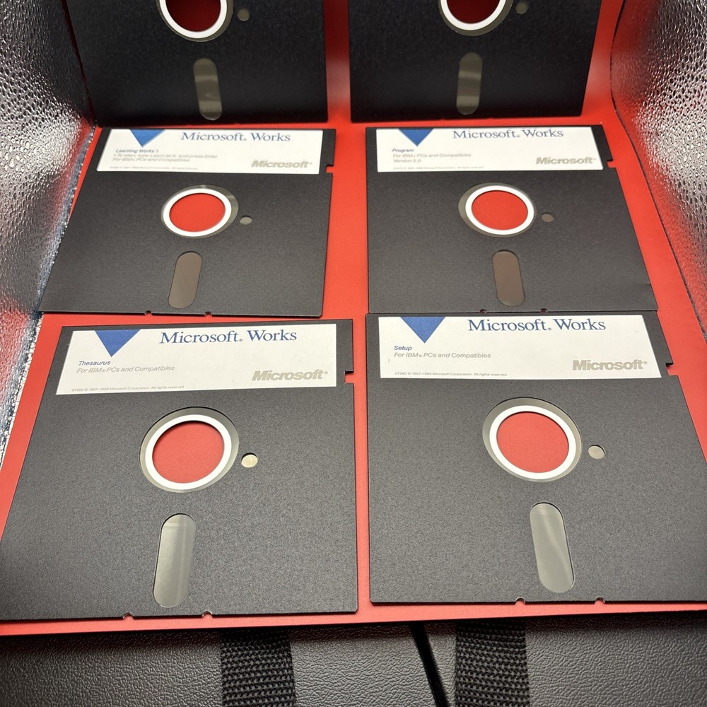 Vtg Microsoft Works 5.25” Floppy Disk Lot IBM PC DOS Software Untested