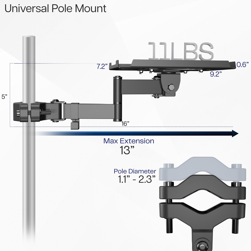 VIVO Pole Mount Shelf with Articulating Arm