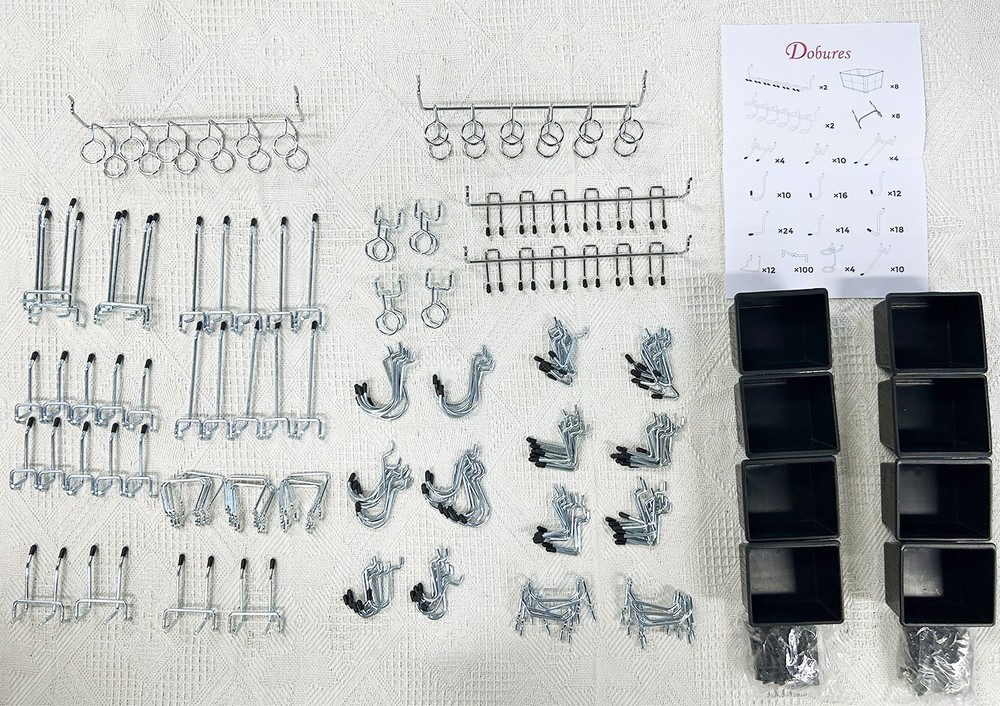 258PCS Pegboard Hook Set - Tool Organizer Kit with Bins & Assorted Hooks