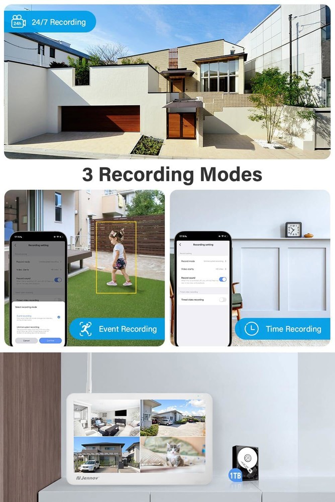 Wireless 2.4/5G WiFi Security Camera System 5MP Smart Indoor Night Vision Wired