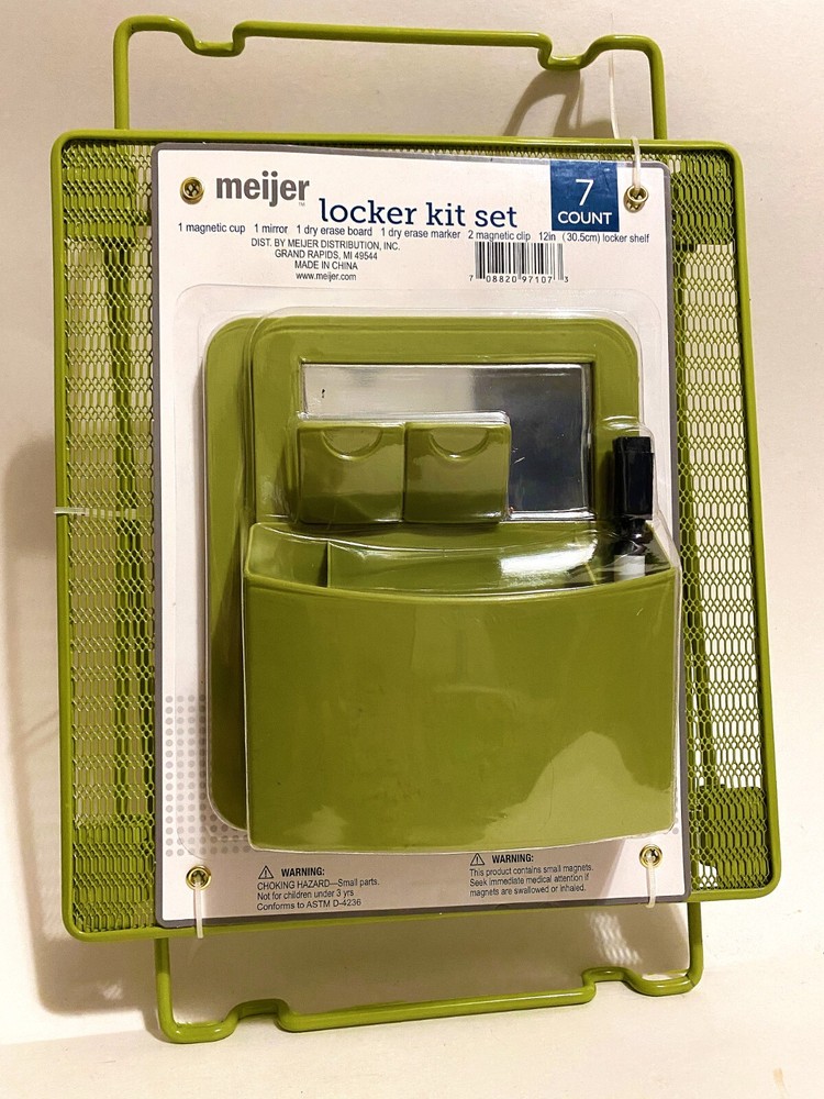 Meijer Locker Kit Set (7 Count) Complete School Locker Essentials GREEN