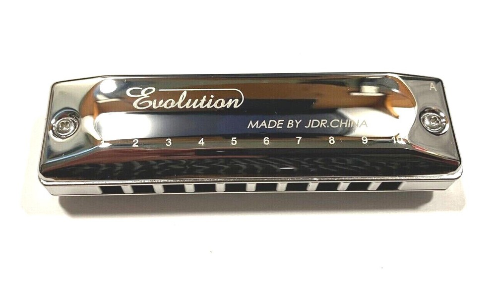 JDR Evolution 10 Hole Diatonic Harmonica Sleek Design-Aluminum Comb-Plays Great!