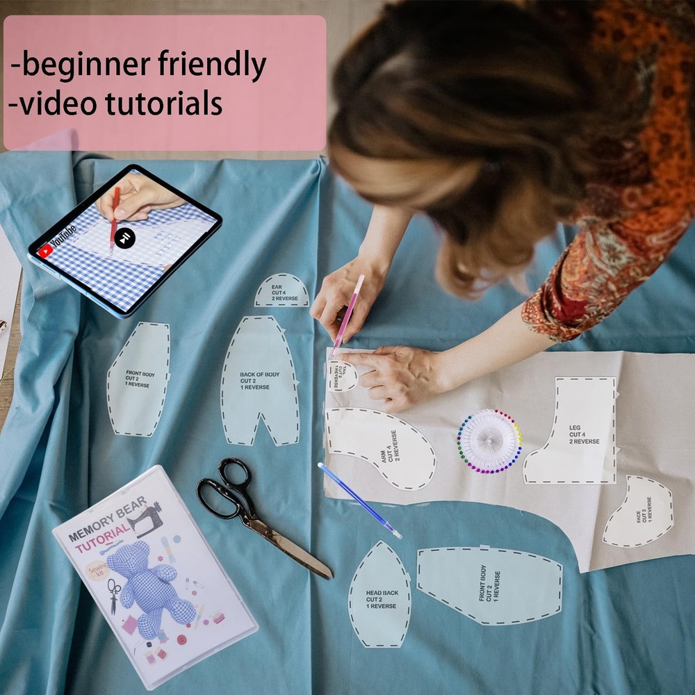 Large 17 Inch Memory Bear Templates Patterns with Tutorials Beginners Friendl...