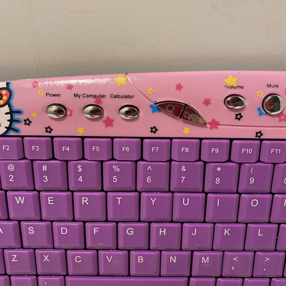 Hello Kitty USB Keyboard Pink Purple 11 Internet Hot Keys Function Keys Keypad