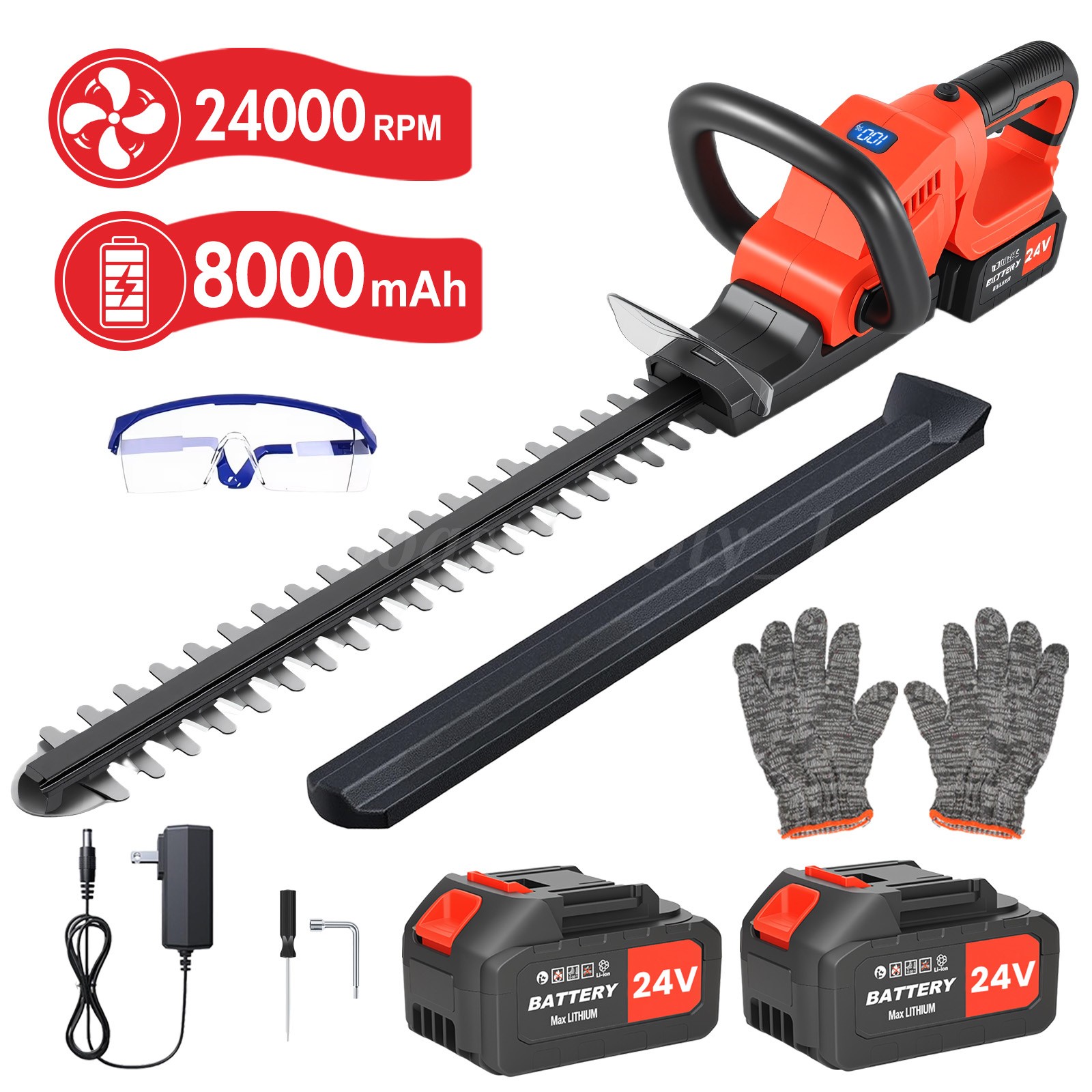 22Inch Cordless Hedge Trimmer Cordless Electric Hedge Trimmer w/2* 24V Battery