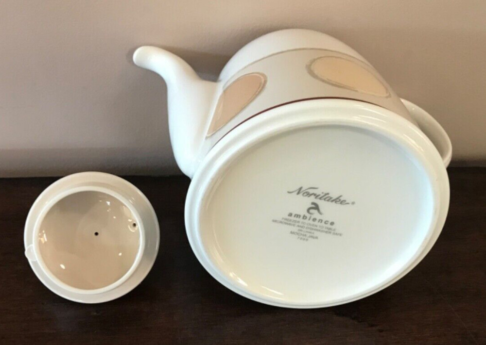 Noritake Ambience Teapot Mocha Java Green Brown Tan