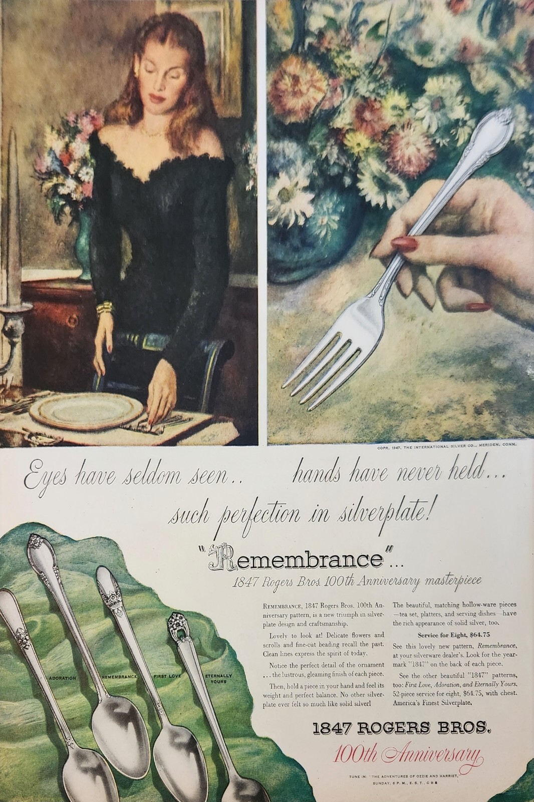 1947 Rogers Bros 1847 Silverplate Vintage Ad eyes have seldom seen