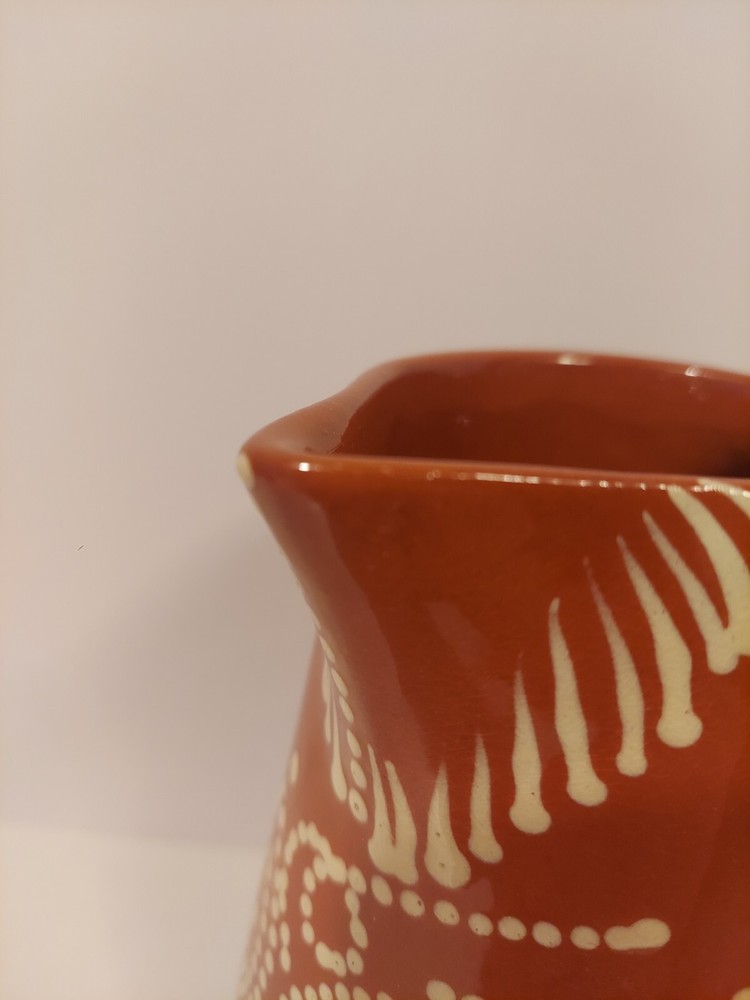 Glazed Handpainted Earthenware Pitcher 7 Inches