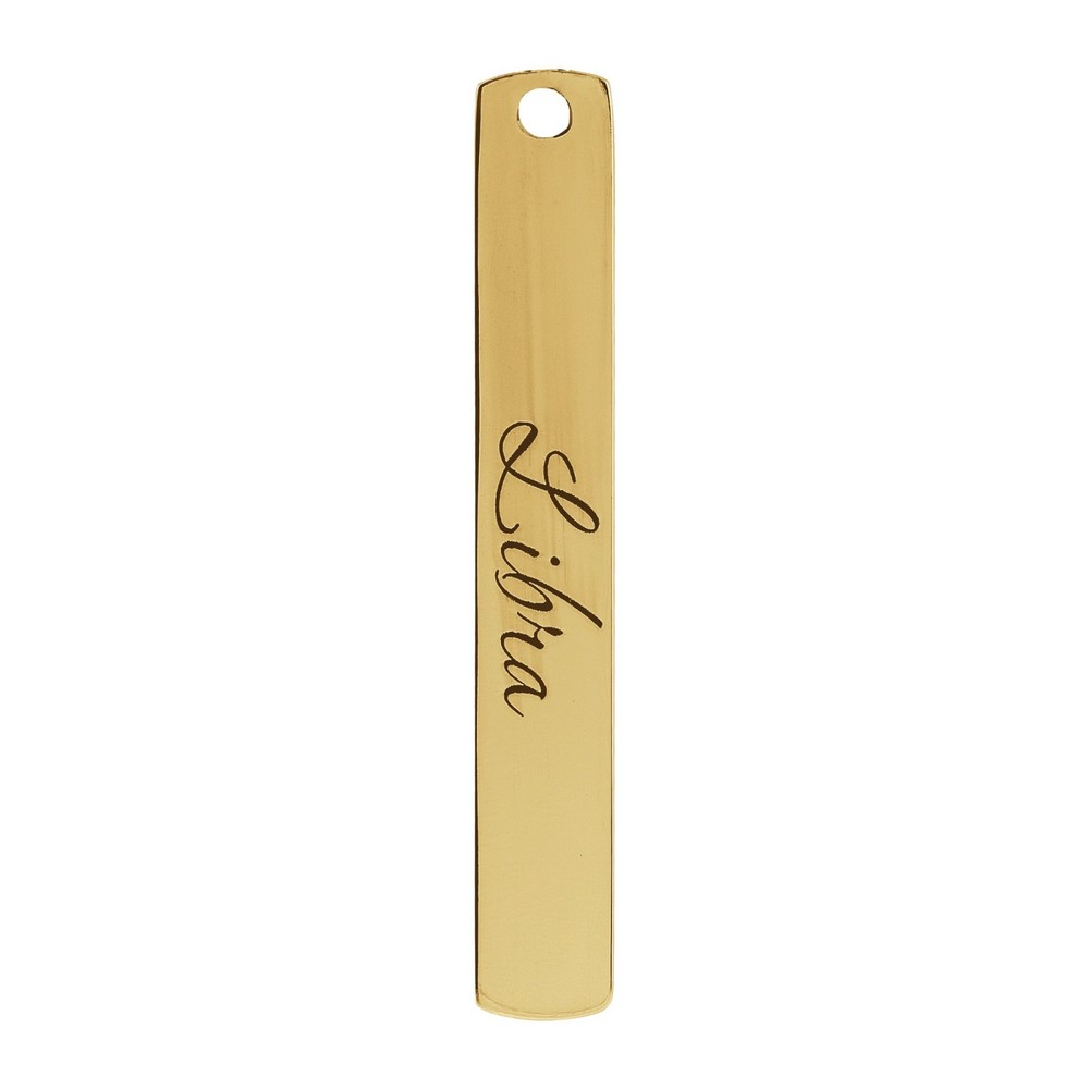 14K Solid Gold, Platinum & Sterling Silver Blank Engravable Bar Dangle Tag Charm