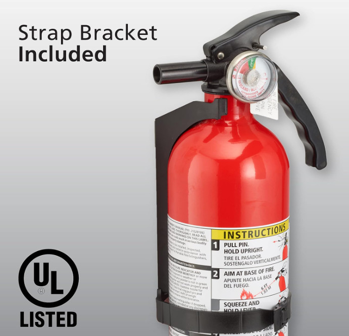 Kidde Basic Use Fire Extinguisher with Mount Bracket & Strap, 1-A:10-B , Dry