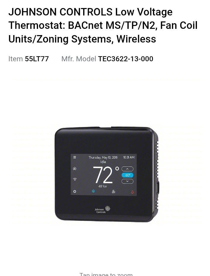 Johnson Controls Programmable Thermostat TEC 3622-13-000