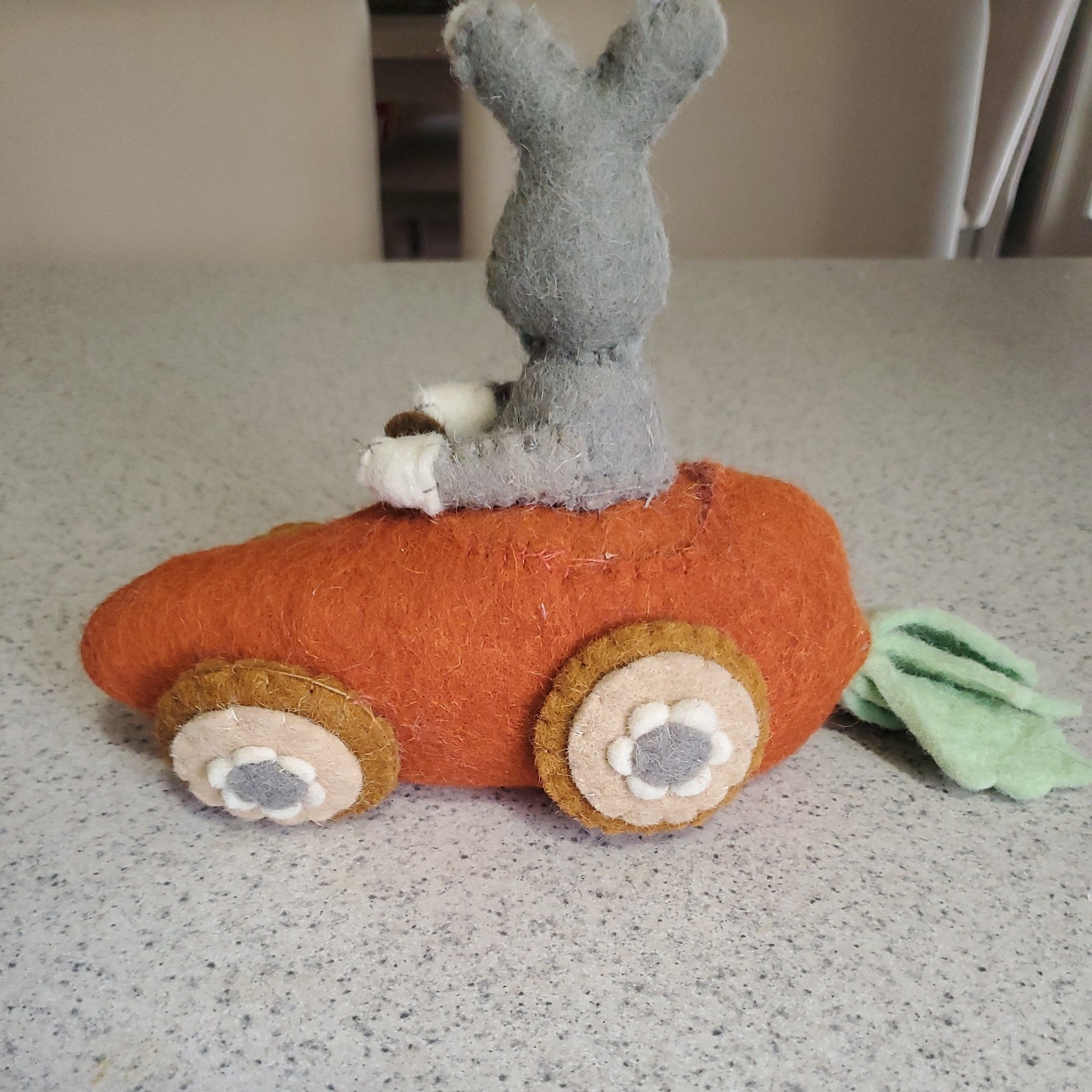 Felt Easter Bunny In A Carrot Car Spring Decor