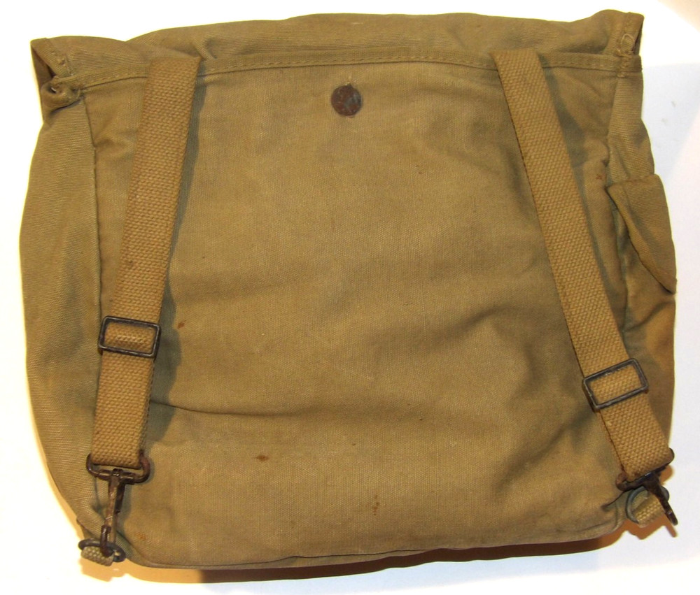 VINTAGE 1943 US ARMY M-1936 MUSETTE/FIELD BAG! CANVAS/STRAPS INTACT/OWNER'S NAME