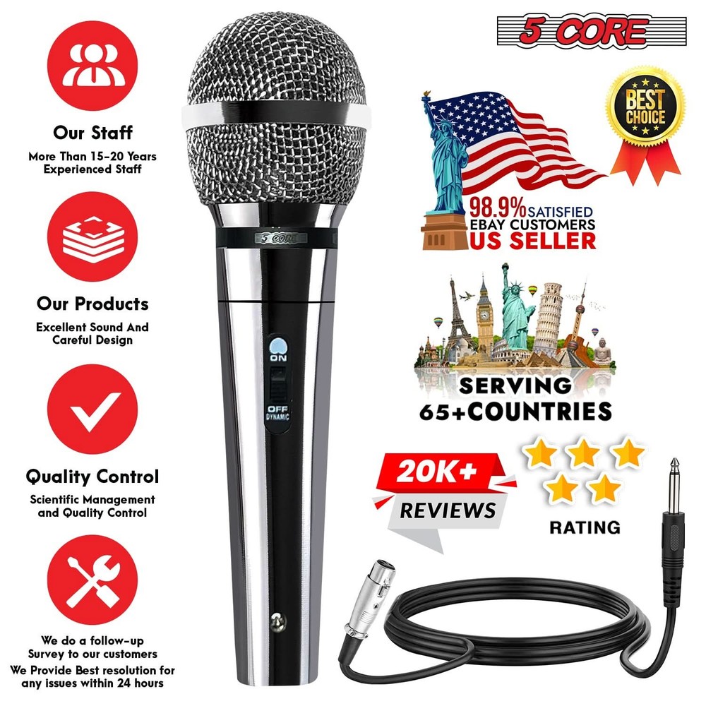 5Core XLR Microphone Dynamic Mic Karaoke Singing Studio Mics Handheld Microfono